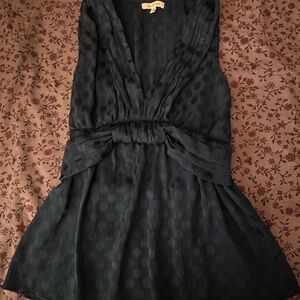 Max Studio Black V-Neck Sleeveless Polka Dot Blouse